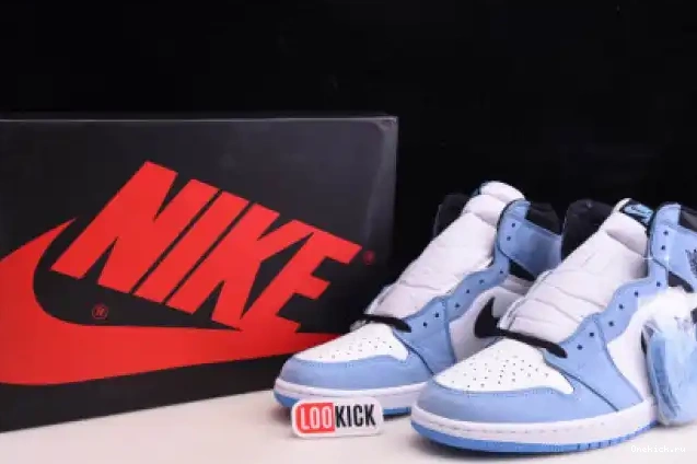 One Kick HIGH BLUE JORDAN RETRO WHITE AIR 1 UNIVERSITY BLACK 555088-134 0609